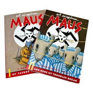 MAUS A Survivors Tale Comic Lot 2 Book 1 & 2 Art Spiegelman PB WWII Holo…